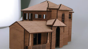 Maquette maison en bois avec gravure et découpe laser CO2